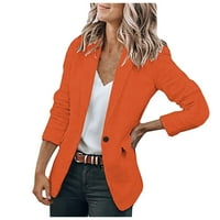 iOPQO odijela jakne za ženske jakne ženski otvoreni radni blejzeri kaput Casual rukav prednji dugi kancelarijski ženski kaput ženski kaputi narandžasti s