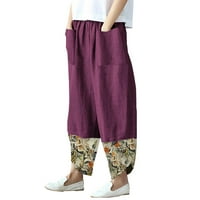 Žene Ležerne prilike pamučne i posteljine Ispiši patchwork neregularne hlače sa širokim nogama Hot6S4487966
