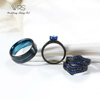 Dva prstena Njegova sustava vjenčani prsteni parovi koji odgovaraju prsteni ženski crni zlatni pozlaćeni plavi cz Vjenčani zaručni prsten za brisanje mladenke Muški volfram karbidni bend za vjenčanje