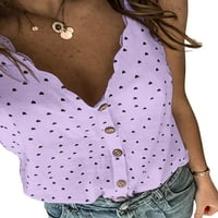 Voguele Dame T majice srca Dot print prsluk bez rukava za punjenje bez rukava Vraccija Bluza Basic Ljeto Top Purple L