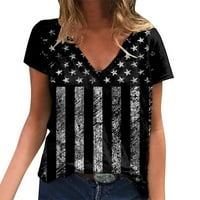 Dan nezavisnosti za žene Ispiši svakodnevne ljetne košulje za ženske V izreze tenkovi američki 4. juli