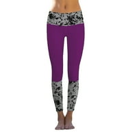 Ženske Casual štampane pantalone sa elastičnim strukom visokog struka sportske pantalone za jogu trenerke meke ljubičaste veličine XL