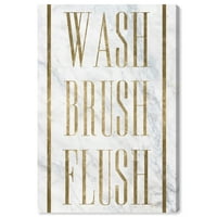 Wynwood Studio kupatilo i praonica zid Art Canvas Prints' Wash Brush Flush Toilet ' kupka - zlato, siva