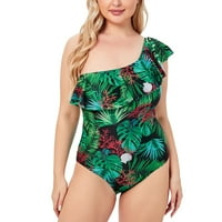 Ženski Bikini ženski Retro zeleni Print Plus Veličina jedan kupaći kostim ženski kupaći kostimi zeleni