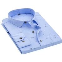 Rejlun Men Shirts Rever Vrat Bluza Dugme Down Tops Casual Tunic Shirt Single Breasted Work Style-J 40