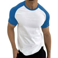 Sky Blue T majice za muškarce Muške proljeće Ljeto Ležerne prilike Sportske boje blok Raglan rukavi okrugli