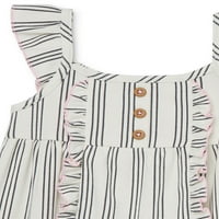Wonder Nation Baby Girl Striped Spremljene ruffle i hlače, set outfit
