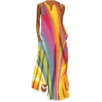 Summer Savings Clearance Wxlwzywl haljina za žene prolećne haljine za žene Casual V-izrez u boji blok