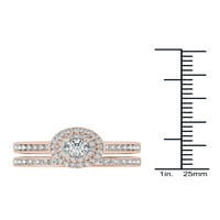 Carat TW dijamantski dvostruki Halo 10kt set Zaručničkog prstena od ružičastog zlata