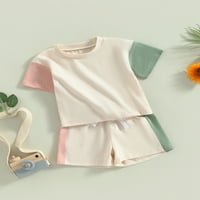SUNISERY BOY BOY Ljetna odjeća kontrastna boja kratkih rukava kratke majice i elastične kratke hlače od novorođenčadi