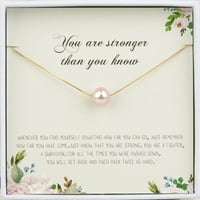 Anavia vi ste jači inspirativna poklon ogrlica za BFF, poklone za oporavak, ohrabrenje poklon za Soul Sister - [bijeli biser + srebrni lanac]