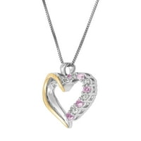 Brilliance Fine Jewelry kreiran ružičasto-bijeli safirni privjesak za srce u Sterling srebru i 10k zlatu