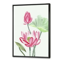 Designart' Drevni Ružičasti Cvijet Lotosa ' Tradicionalni Uramljeni Platneni Zidni Umjetnički Print