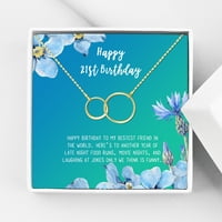 Anavia Happy 21st Birthday Gifts Nerđajući čelik modna ogrlica rođendanska čestitka nakit poklon za nju, rođendanski poklon za ćerku-[Zlatni Infinity dvostruki prsten, svetlo plava poklon kartica]