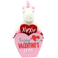 Valentine 15 punjeni bijeli jednorog sa xoxo srcem u poklon korpi
