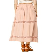 Jedinstvene ponude Ženska čipka umetci Elastični struk Swing A-Line Maxi suknja
