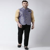 Hangup Muška odjeća za zabave smeđa Jakard Nehru jakna regularnog kroja