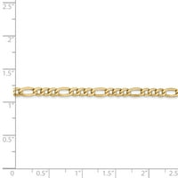 Primalni zlatni karatski žuto zlatni polučvrsti figaro lanac