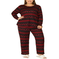 Unique Bargains ženska Plus Size odjeća za spavanje štampana mekana dugačka pidžama Set