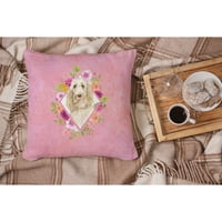 Carolines Treasures CK4209pw Spinone Italiano Pink Cvijeće Tkaninski ukrasni jastuk 14HX14W, višebojni