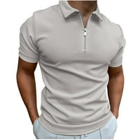 Mens V izrez polo majice vafle pleteni kolač 3-gumni pulover tee slim fit kratki rukav na vrhu golf odjeće sa džepom