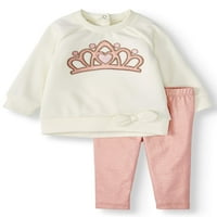 Wonder Nation Baby Girl Fleece Top and gamasi, set outfit