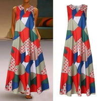 Sunčane haljine za žene, Maxi haljina s džepovima Ženska cvjetna tiskana V-izrez Duge haljine Trendy Ljeto