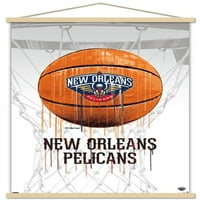 New Orleans Pelikans - Kapljeni zidni poster sa drvenim magnetnim okvirom, 22.375 34