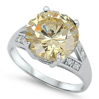 Vaša boja žuta kubična cirkonija elegantni prsten. Sterling Silver Band nakit ženske veličine 5