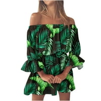 Haljine za šume za žene Ljetna plaža od ramena Tunika Ležerna Ležerna labava FIT BELL ruhove mini cvjetna haljina