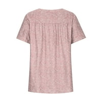 Oavqhlg3b majice za žene Summer Casual Plus Size kratki rukavi V-izrez print bluza pulover Tops Shirt