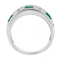 Smaragd i karat od 10k bijelog zlata TW dijamant X prsten