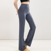 Joga hlače s džepovima za žene za ženska duljina ravna noga visoka struka čvrste boje joge flare sportske hlače