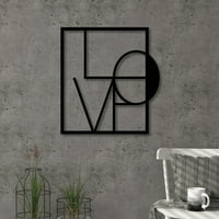 Ada Namještaj za uređenje doma Black Love Squared Modern Metal Metal Wall Art