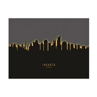 Michael tompsett 'Jakarta Skyline Indonezija Glow II' platno Art