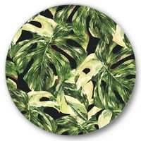 PRONAĐEDNART 'Prirodni zeleni listovi Egzotični na tamnom II' Tropskom krugu metalna zidna umjetnost - disk od 11