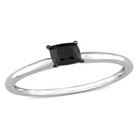 Carat T. W. Black Diamond 14kt Bijelo zlato Crni Rodijumski pasijans zaručnički prsten