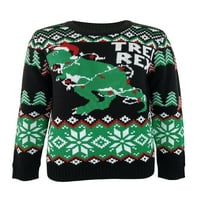 Allshope ženski božićni pleteni džemper s dugim rukavima Crewneck Dinosaur Božićno drvcu Pulover Plinover