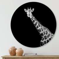 Designart 'zatvori portret Žirafe na crnom i' seoska kuća krug metalni zid Art - disk od 11