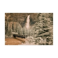 Zaštitni znak likovne umjetnosti 'Takkakaw Falls i Bridge Canadian Rockies Canada Infrared' Canvas Art