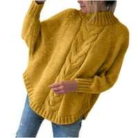 Dezsed Womens Turtleneck Prevelizirani tunik Jesen Dukseri za čišćenje Ženska jesen i zima Novi labavi lutkani rukav džemper sa punim bojama, džemper od pola kornjače džemper od žute m