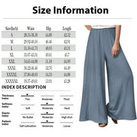Hanas ženske ljetne hlače, modne čvrste boje ispis širokog nogu Ležerne prilike labave pantalone