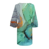 Yubatuo Ljeto Ležerne prilike Elegantni ispis Oslobađajuća haljina za žene V izrez ruffle rukave Mini plaža Green 3xl