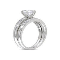 1. Carat laboratorija Bijeli safir s dijamantima karat za vjenčani prsten za vjenčanje 10k bijelo zlato