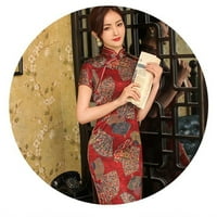 Novi luksuzni ženski saten tiskali kinesku dugu haljinu Cheongsam Qipao