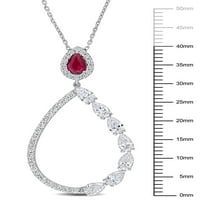 Carat t.g.w. Ruby i 2- Carat T.W. Dijamantna ogrlica od bijelog zlata od 18kt