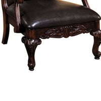 BENZARA Koštartna stolica sa drvenom akcent s ručno isklesanim nogama, espresso smeđa