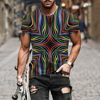 Lilgiuy Muška modna ljetna majica od dekolte 3D TISKANJE Uzorak kratkih rukava Atletić Vožnja teretanom