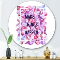 Designart' Make Things Happen On Purple Flowers ' tradicionalni krug metalni zid Art-disk od 29
