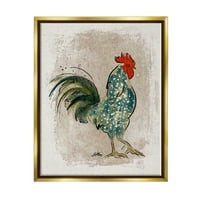 Stupell Speckled Hen Country Bird Životinje i insekti Slikarstvo Zlatno Floater Framed Art Print Wall Art